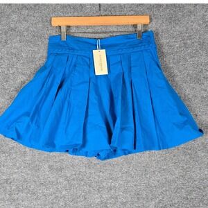 NWT Ramy Brook India Short Skirt Blue Pleated Cotton Size 10 MSRP $295